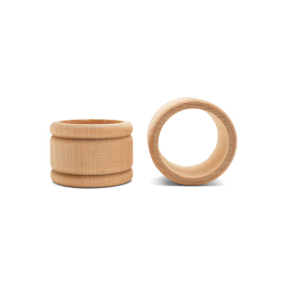 Unfinished Wood Napkin Rings Set Of 24, 1-3/4 Inch Wooden Napkin Rings For Decorating And Crafting, Colonial Style, By Woodpecke